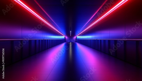 A dark street  wet asphalt  reflections in the water. Smoke  smog  neon lights  concrete floor.
