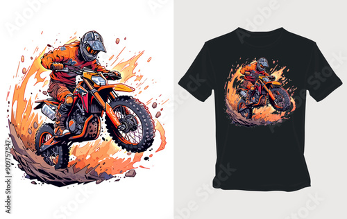 Motocross Rider In Action on T-Shirt Design