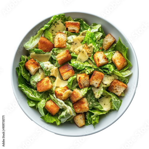 Caesar Salad with Croutons and Parmesan - Fresh and Delicious Salad on Transparent Background, Ideal for Menus, Food Blogs, and Culinary Design Projects