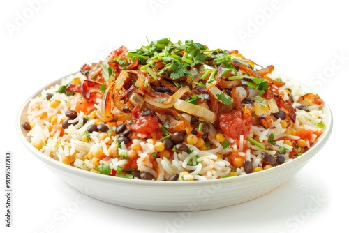 Traditional Egyptian Koshari, Mix of Rice, Pasta, Lentils and Fried Onions