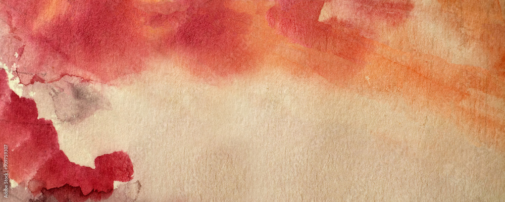 Fototapeta premium red abstract watercolor macro paper texture