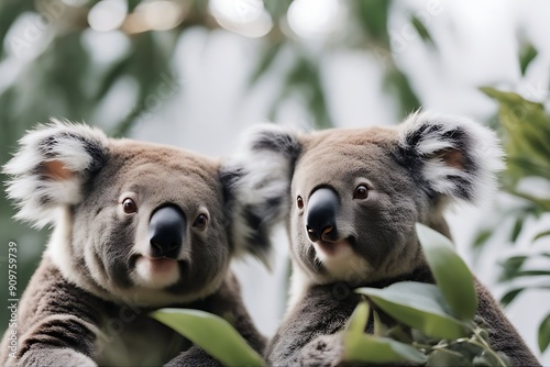portrait background front bears white koala sitting view cut-out australia wild cute wildlife animal themes adorable marsupial furry studio shot herbivore grey vertebrate isolated on mammal arboreal