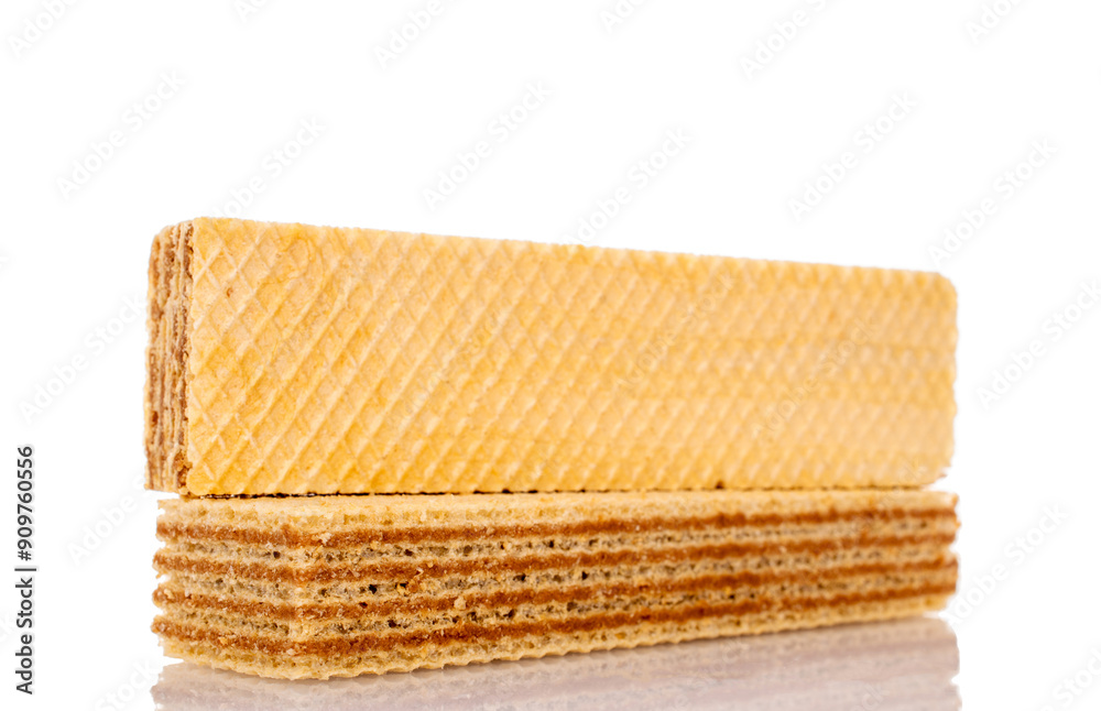 Two vanilla wafers, macro, isolated on white background. Two vanilla wafers, macro, isolated on white background.