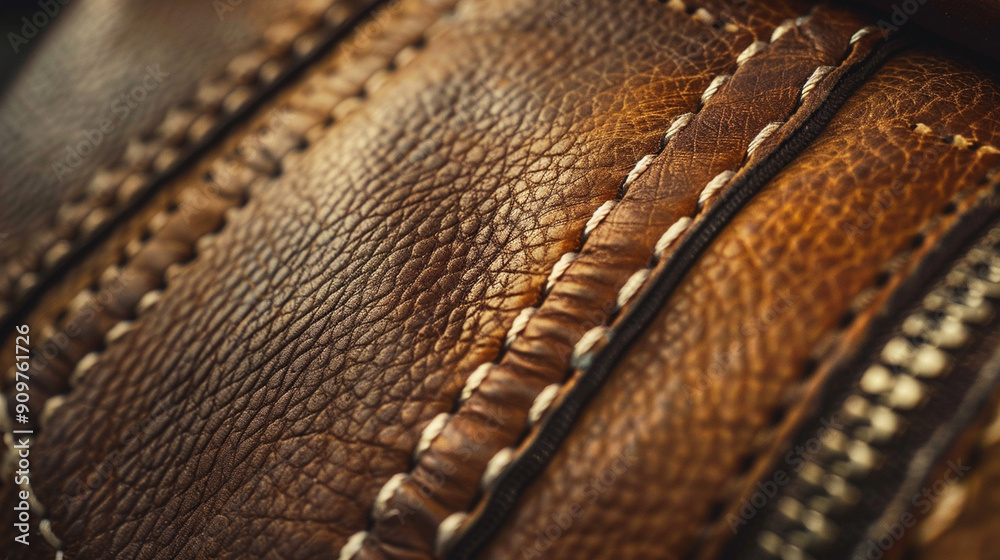 Close-up of a designer handbag with detailed stitching and luxurious leather textures Close-up of a designer handbag with detailed stitching and luxurious leather textures
