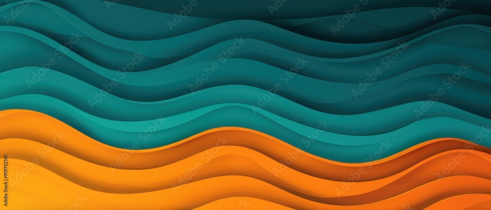 Abstract wavy layers in vibrant teal and orange, creating a flowing, dynamic, and modern design perfect for backgrounds or artistic projects. Abstract wavy layers in vibrant teal and orange, creating a flowing, dynamic, and modern design perfect for backgrounds or artistic projects.
