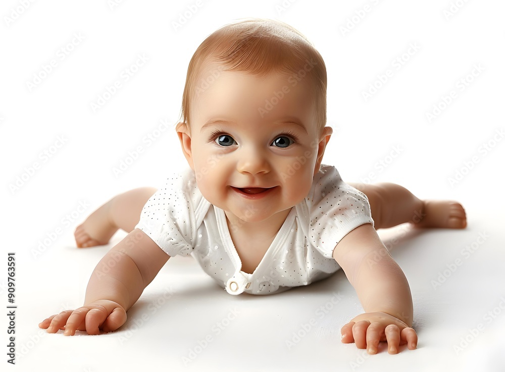 Smiling baby lying on stomach Smiling baby lying on stomach