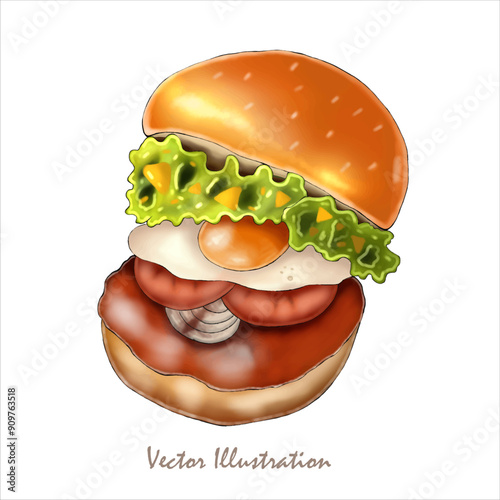 burger hand draw vector illustration