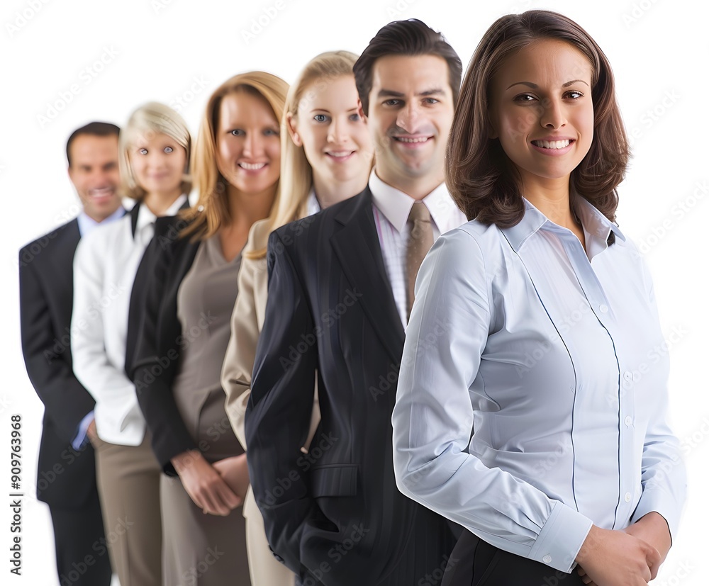 Smiling Business Team Standing in a Row Smiling Business Team Standing in a Row