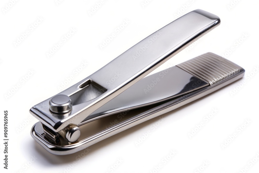 Sleek stainless steel nail clipper with curved blades and ergonomic handle, perfect for precise trimming and shaping of fingernails and toenails. Sleek stainless steel nail clipper with curved blades and ergonomic handle, perfect for precise trimming and shaping of fingernails and toenails.