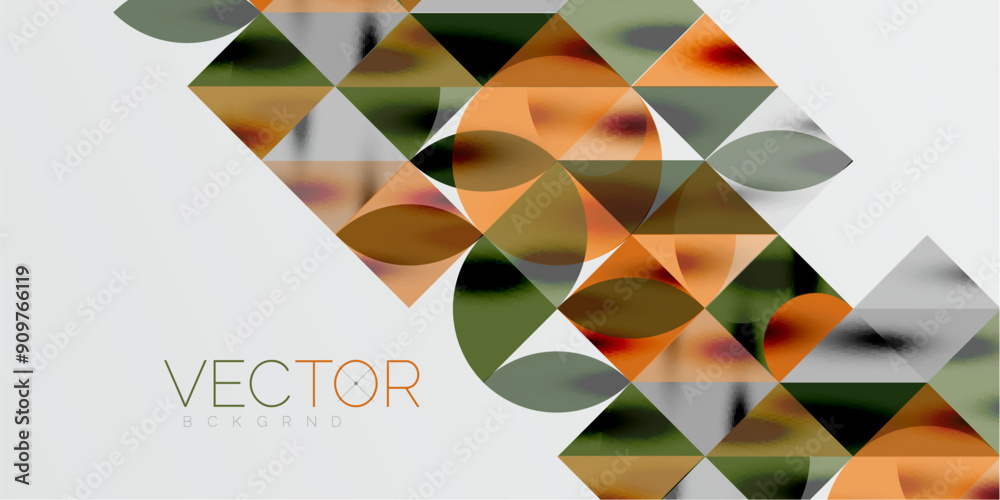 Triangles, round triangles and circles techno art. Vector Illustration For Wallpaper, Banner, Background, Card, Book Illustration, landing page