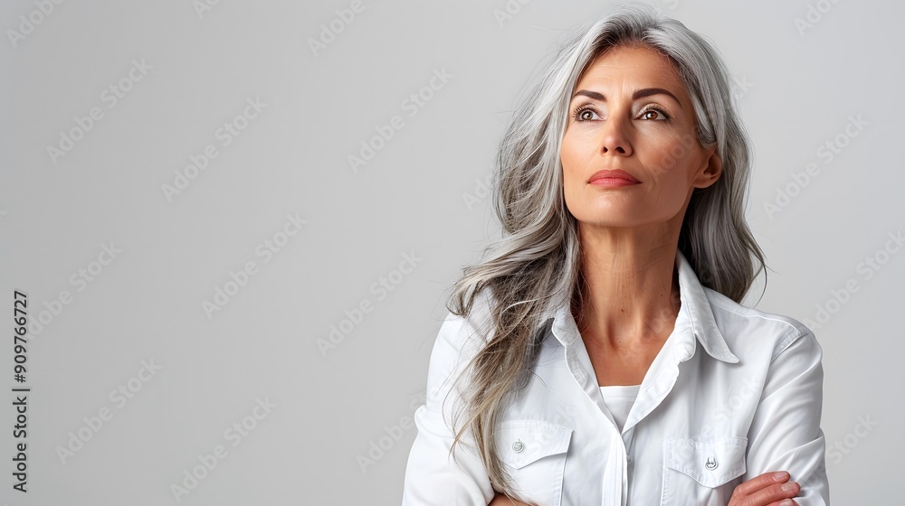 portrait of a beautiful middle aged woman with gray hair portrait of a beautiful middle aged woman with gray hair