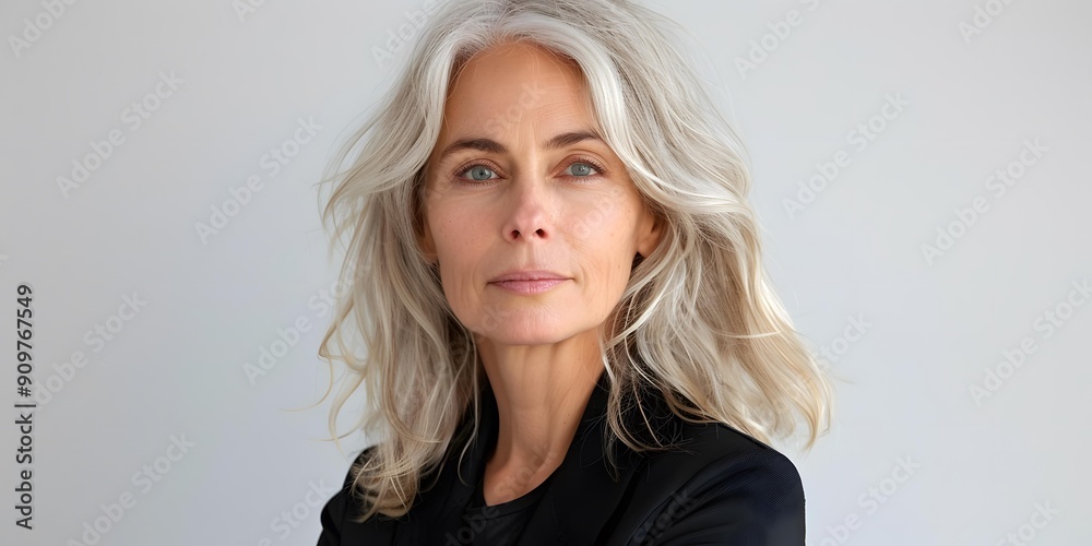 portrait of a beautiful middle aged woman with grey hair portrait of a beautiful middle aged woman with grey hair
