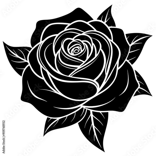 Wallpaper Mural black rose isolated on white Torontodigital.ca