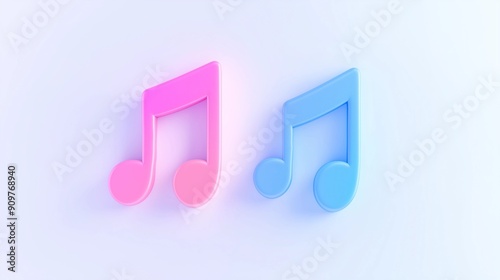 3d music note icon, blue music note