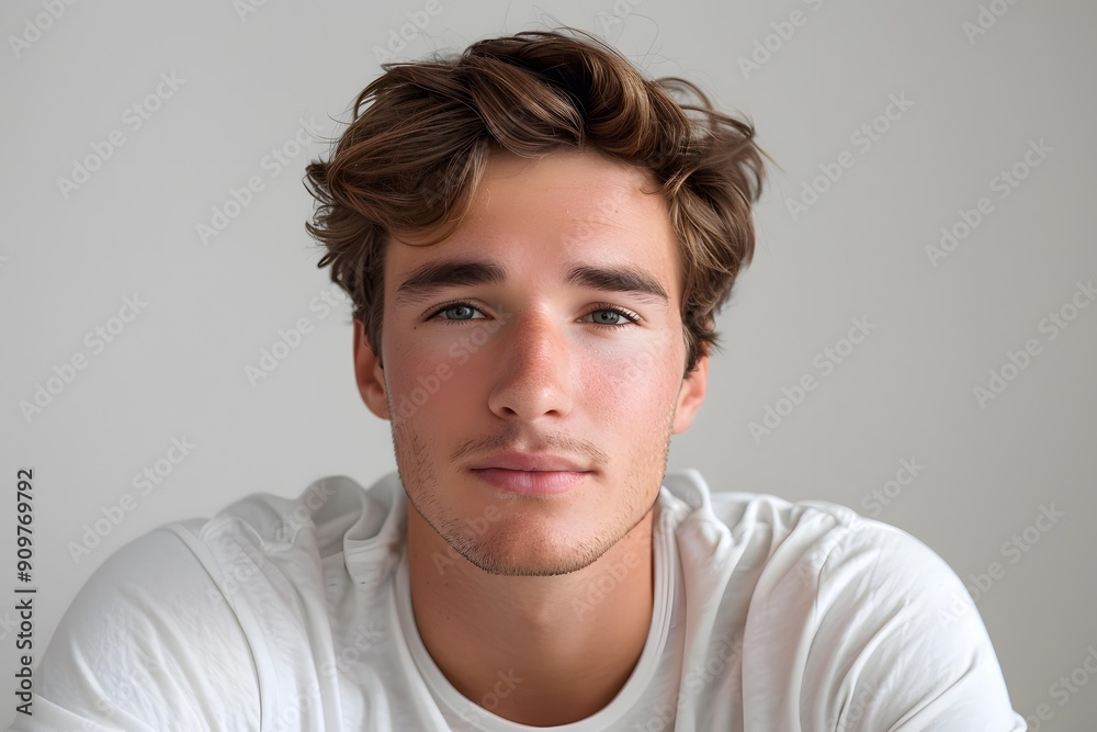Portrait of a Young Man with Wavy Blonde Hair Portrait of a Young Man with Wavy Blonde Hair