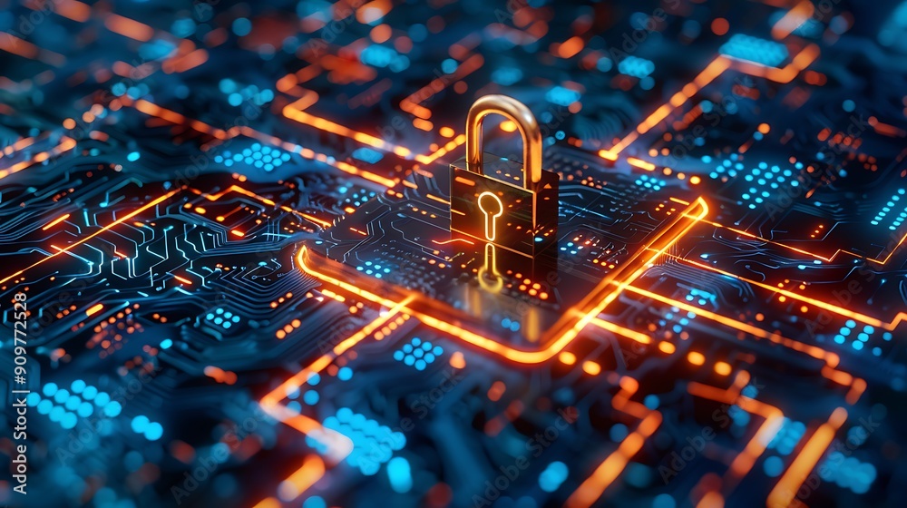 Fototapeta premium Cyber Security: Locked Down Circuitry