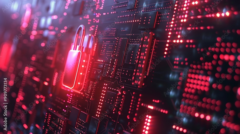 Cybersecurity: Digital Lock on a Circuit Board Cybersecurity: Digital Lock on a Circuit Board