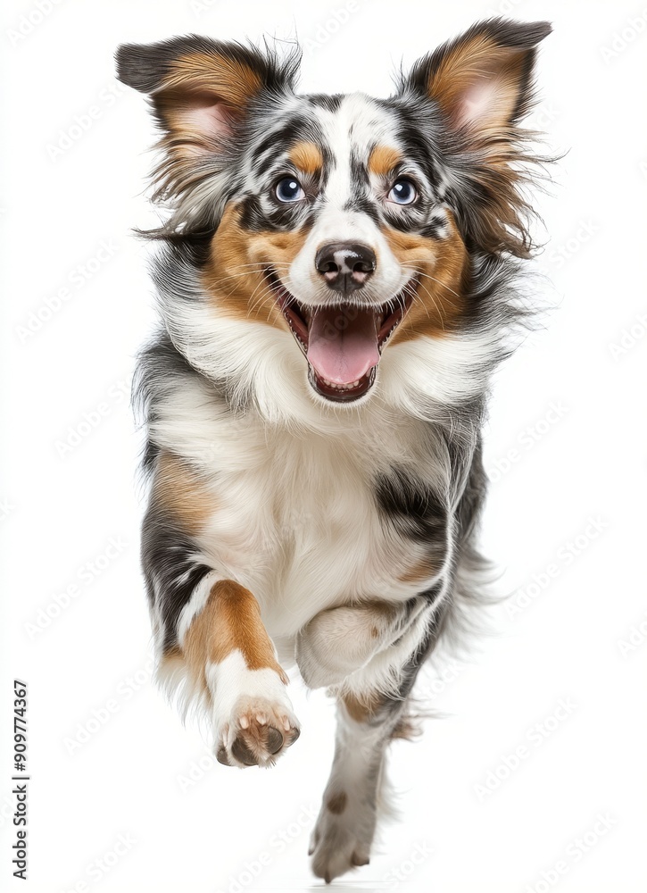 Running Australian Shepherd Dog with Joyful Expression on Transparent Background - Perfect for Pet Themed Projects Running Australian Shepherd Dog with Joyful Expression on Transparent Background - Perfect for Pet Themed Projects