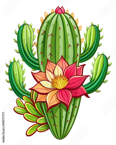 saguaro cactus flower vector colorful t-shirt design,saguaro cactus flower transparent background printable svg design