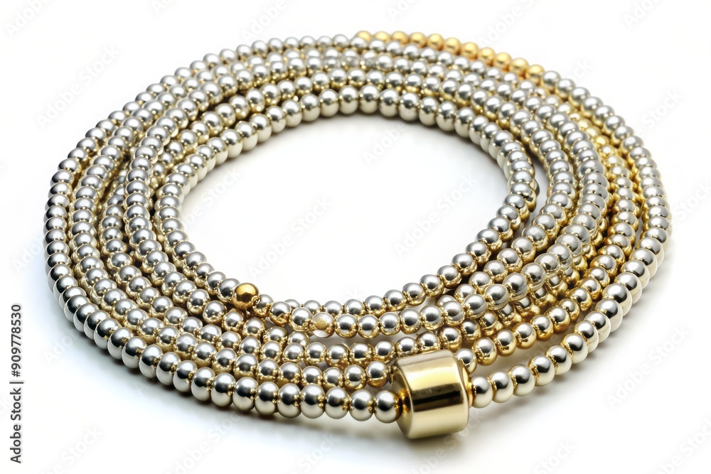 Obraz premium Versatile 100-inch long necklace with adjustable gold or silver screw closure, allowing for customizable wrapping styles and comfortable wear.