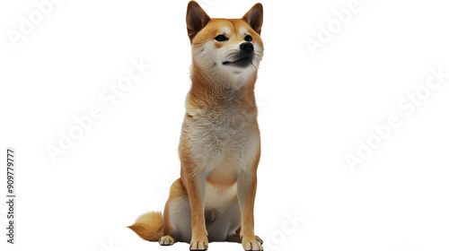 Portrait cute Shiba Inu puppy close up isolated on white background. photo