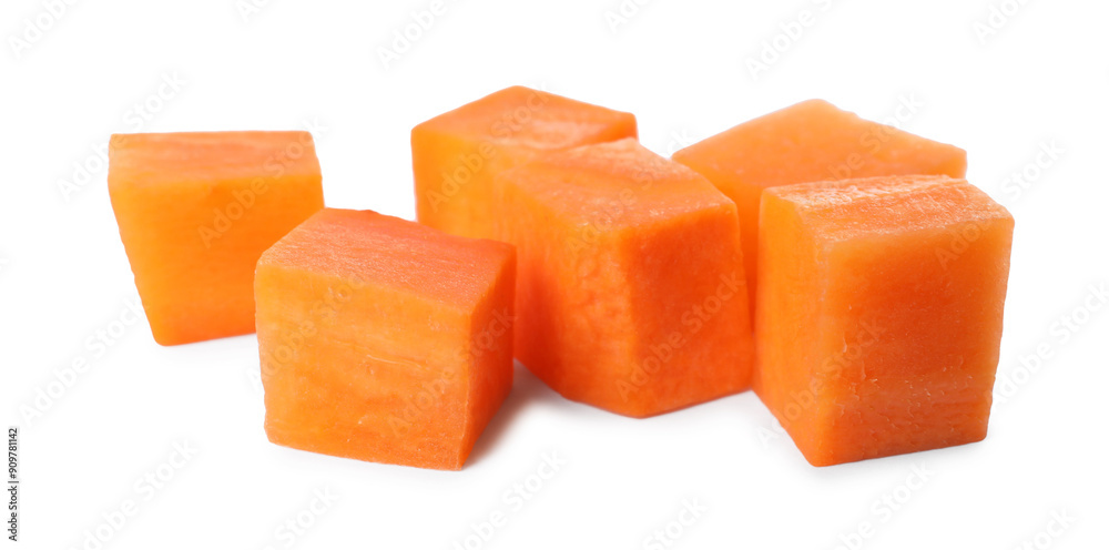 Pieces of fresh ripe carrot isolated on white Pieces of fresh ripe carrot isolated on white