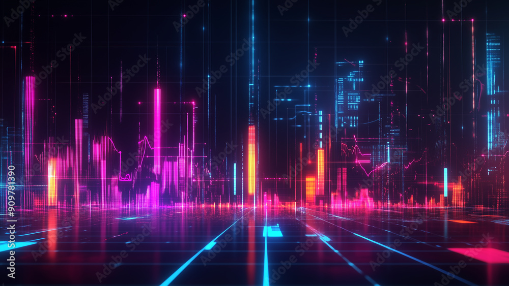 Glowing Graph on Dark Background Glowing Graph on Dark Background