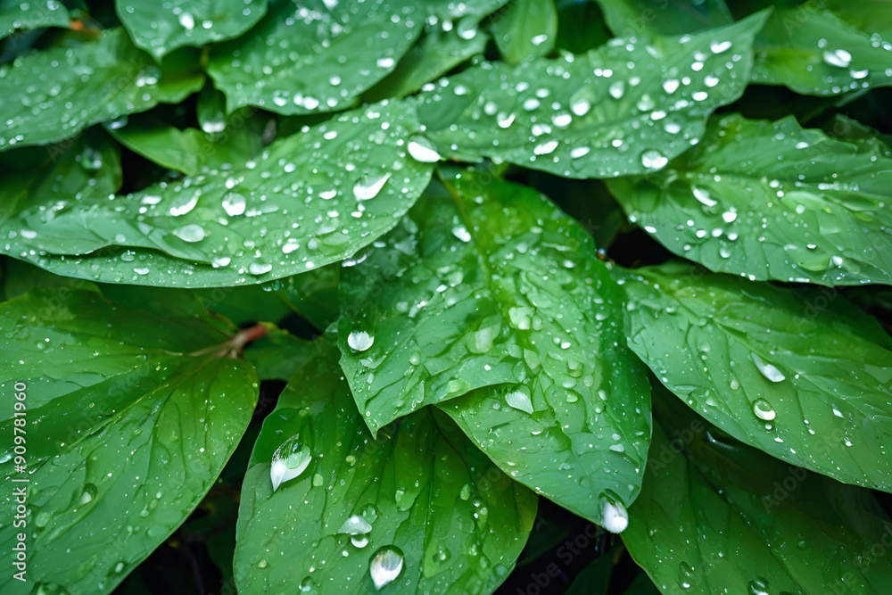After rain Water Drops on Green leaves in the garden pattern background, sparkle of Droplets on surface leaf, color Dark Flat lay Natural background for input text. After rain Water Drops on Green leaves in the garden pattern background, sparkle of Droplets on surface leaf, color Dark Flat lay Natural background for input text.