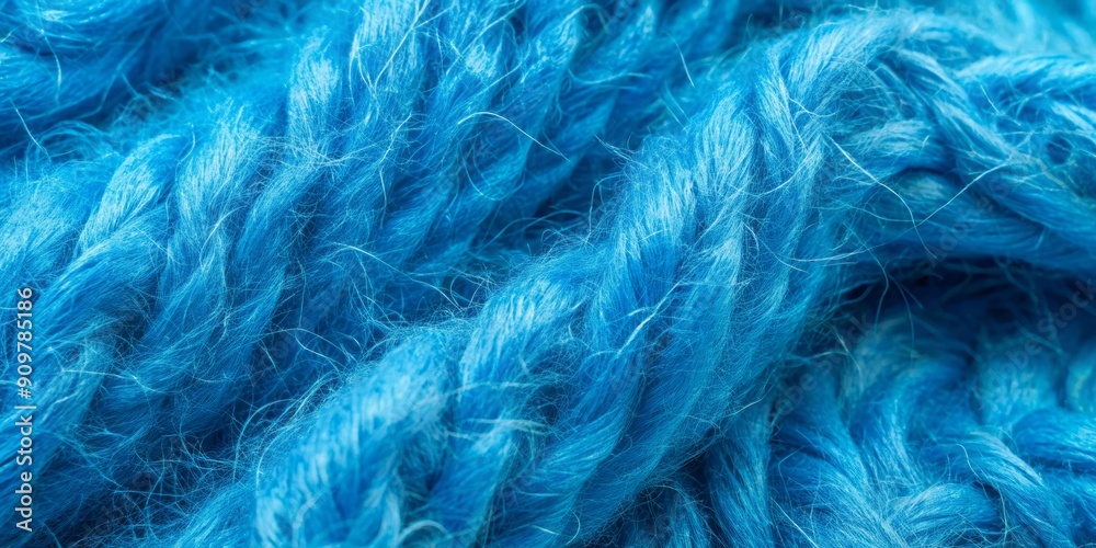 Fototapeta premium Vibrant blue mohair fabric featuring soft, woven threads, creating a luxurious and textured background perfect for adding text, designs, and abstract elements.