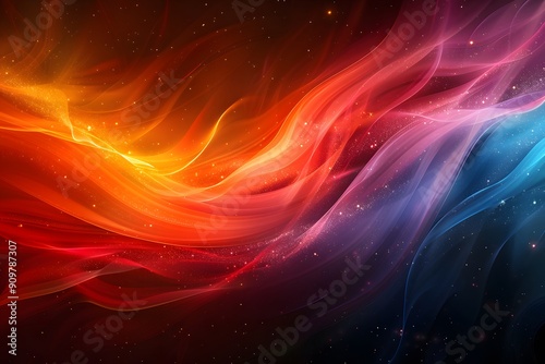 Vibrant Abstract Wave Pattern with Red and Blue Gradient - Ideal for Backgrounds, Posters, and Digital Art