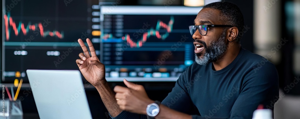 a distressed investor on a video call with their financial advisor a distressed investor on a video call with their financial advisor