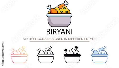 Biryani icon design with white background stock illustration