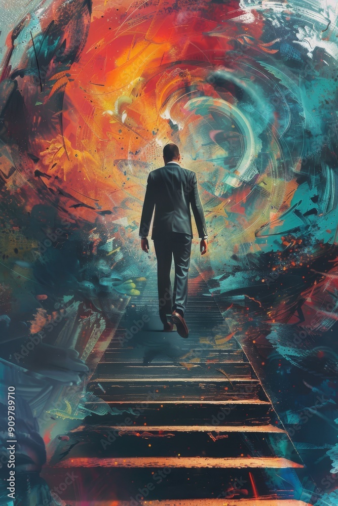 Fototapeta premium Creative depiction of a businessman's in dynamic environments.