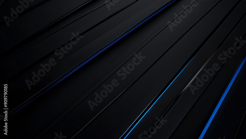 Futuristic Elegance: Abstract Black with Blue Lines