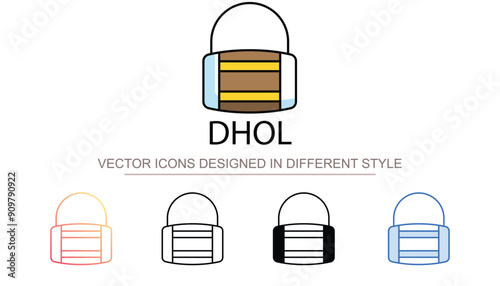 Dhol icon design with white background stock illustration