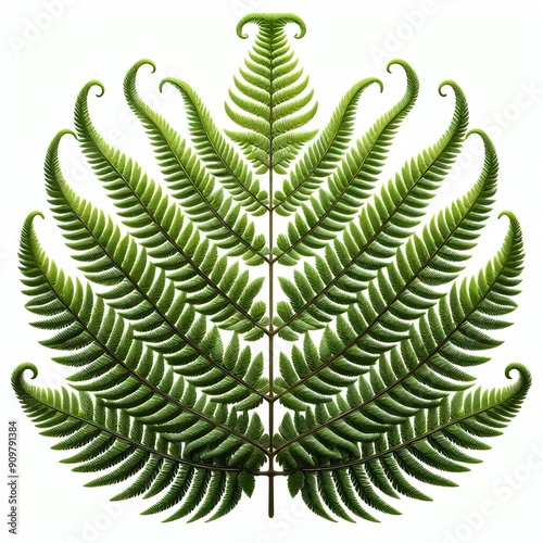 A symmetrical and feather like fern frond showcasing intricate l photo