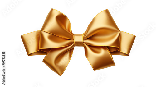 Gold bow ribbin isolated on transparent background Png