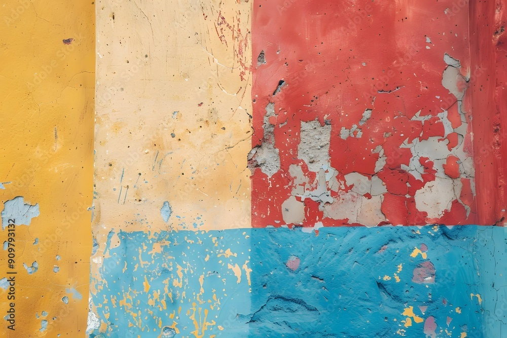 Fotografie Colorful Wall Texture Background With Peeling Paint
