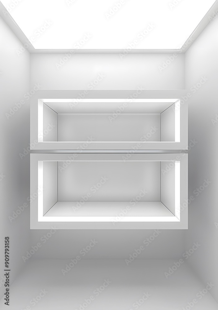 Empty White Shelves in a Room Empty White Shelves in a Room