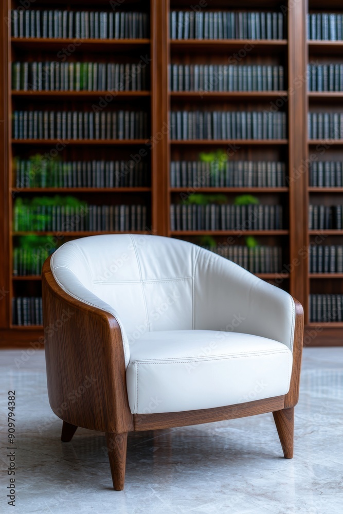 Cozy leather armchair in a library Cozy leather armchair in a library