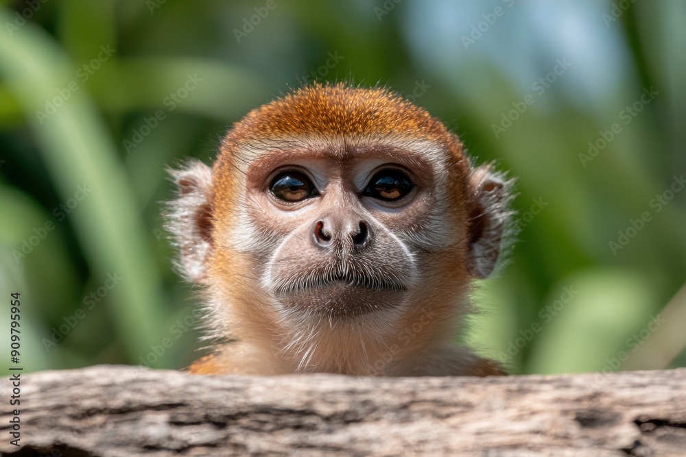 Fototapeta premium close-up portrait of a curious monkey