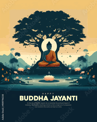 Bhagwan Lord Buddha Jayanti and buddha Purnima with Lord Mahavir Jayanti Social Media Post Banner 