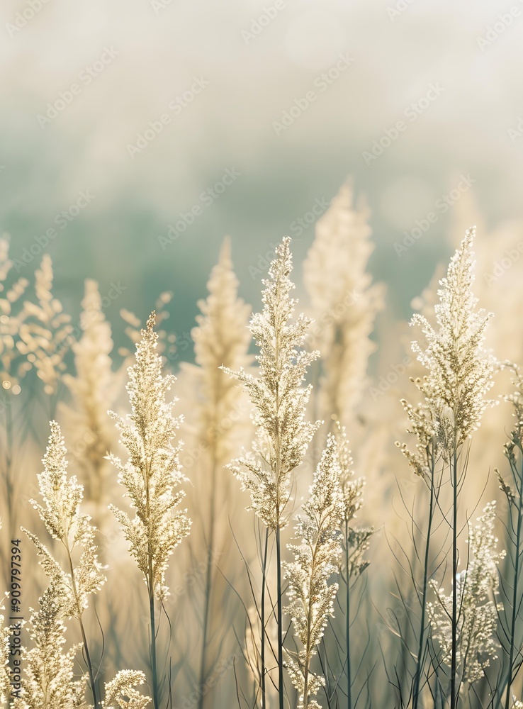 Fototapeta premium Close Up of Tall Grass Blades in Field