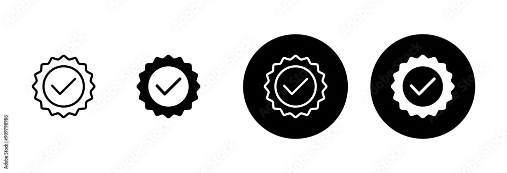 Approved icon vector isolated on white background. Certified Medal Icon vector. check mark Approved icon vector isolated on white background. Certified Medal Icon vector. check mark