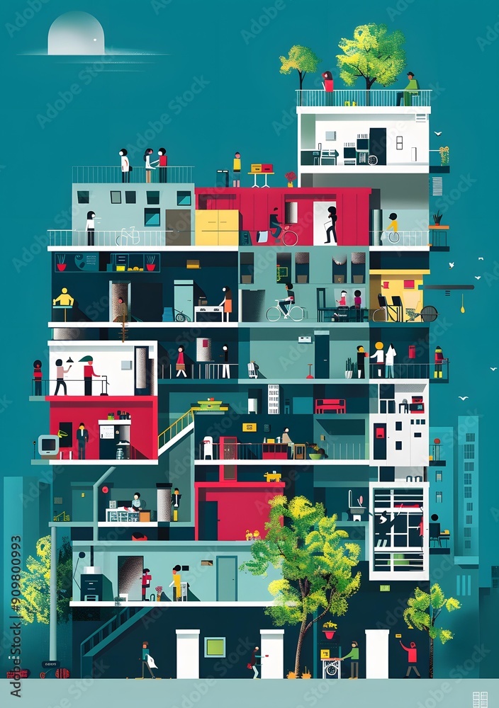 The Daily Life of People in Modern City Building The Daily Life of People in Modern City Building