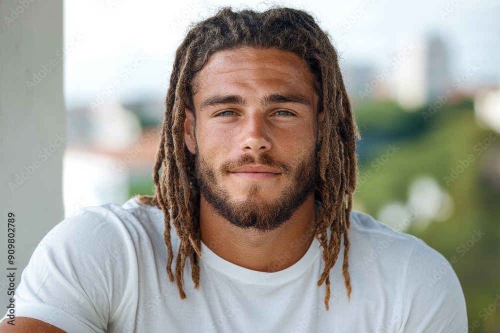 portrait of a young man with dreadlocks portrait of a young man with dreadlocks