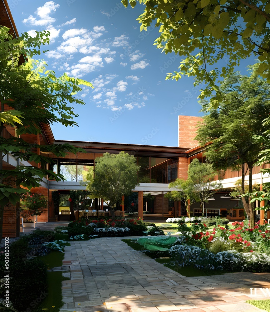 Modern Architecture Garden Design With Brick Walls Modern Architecture Garden Design With Brick Walls