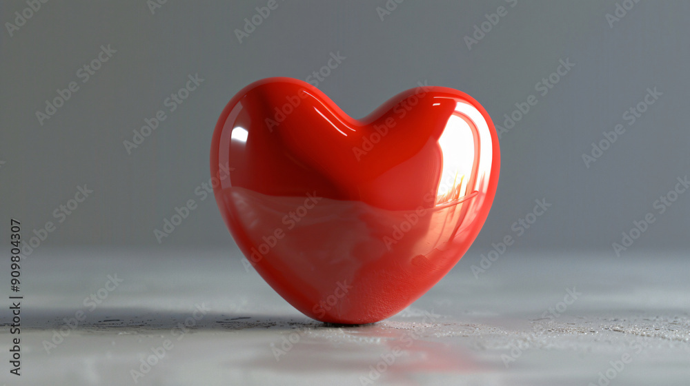 A glossy red heart sculpture resting on a smooth surface, symbolizing love and affection in a simple yet elegant manner. A glossy red heart sculpture resting on a smooth surface, symbolizing love and affection in a simple yet elegant manner.