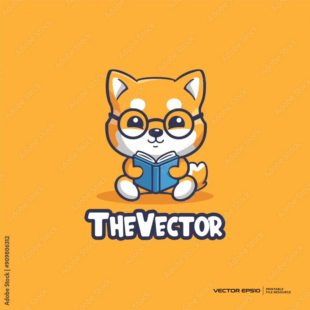 A fox are reading mascot, vector, logo, character, cartoon, illustration, eps10 A fox are reading mascot, vector, logo, character, cartoon, illustration, eps10