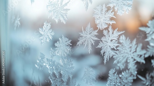 A winter iced pattern on frozen window glass, illustrating a lack of ventilation. This image evokes concepts of cold temperatures both outside and inside, potentially linked to an energy or power cris